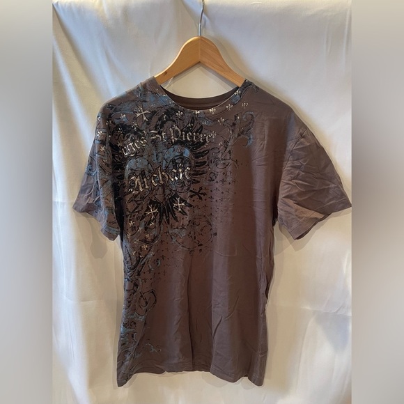 Affliction Other - Archaic by Affliction Men's Graphic T-Shirt in Brown L Y2K